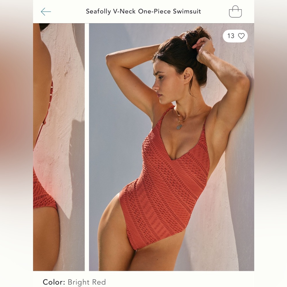 Seafolly‎ Anthropology V-neck Onepiece in Bright Red